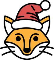 A cartoon fox with a red hat and a red bow on top of it vector