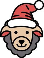 A sheep with a red hat on its head vector