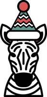 A zebra wearing a hat and a striped pattern vector