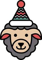A cartoon sheep with a hat on its head vector