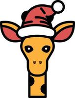 A giraffe with a red hat on its head vector