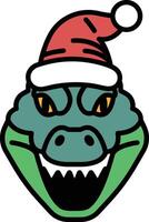 A cartoon of a crocodile with a red hat on its head vector