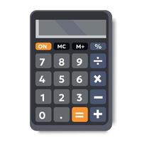 Digital calculator illustration with a simple button layout and shadow effect on a white background. vector