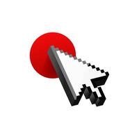 White cursor for computer click on red button. vector