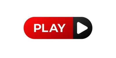 Play button banner icon. Red play button. vector