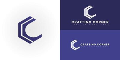 Modern initial hexagon letter C or CC logo in purple color isolated on multiple background colors. The logo is suitable for creative business podcast logo design inspiration templates. vector