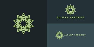 Modern initial spiral letter A or AA logo in green color isolated on multiple background colors. The logo is suitable for landscaping company logo design inspiration templates. vector