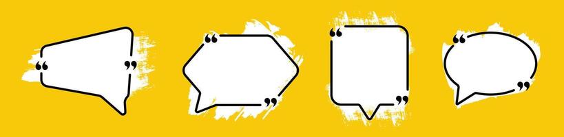Set of white quote communication frame on yellow background. vector