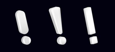 White warning exclamation mark. Icon of hazard. White alert signal symbol. vector