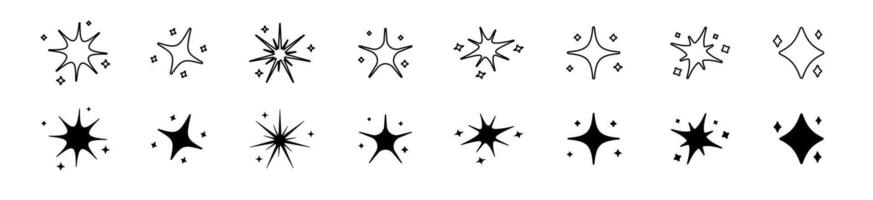 Set of minimalistic icon of black starts. pace minimalistic icons outline. vector