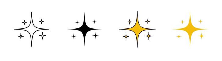 Black and yellow sparkle set. Signs of shining and twinkling start. vector
