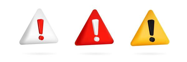 Set of warning triangle with exclamation mark. Symbol of danger. vector