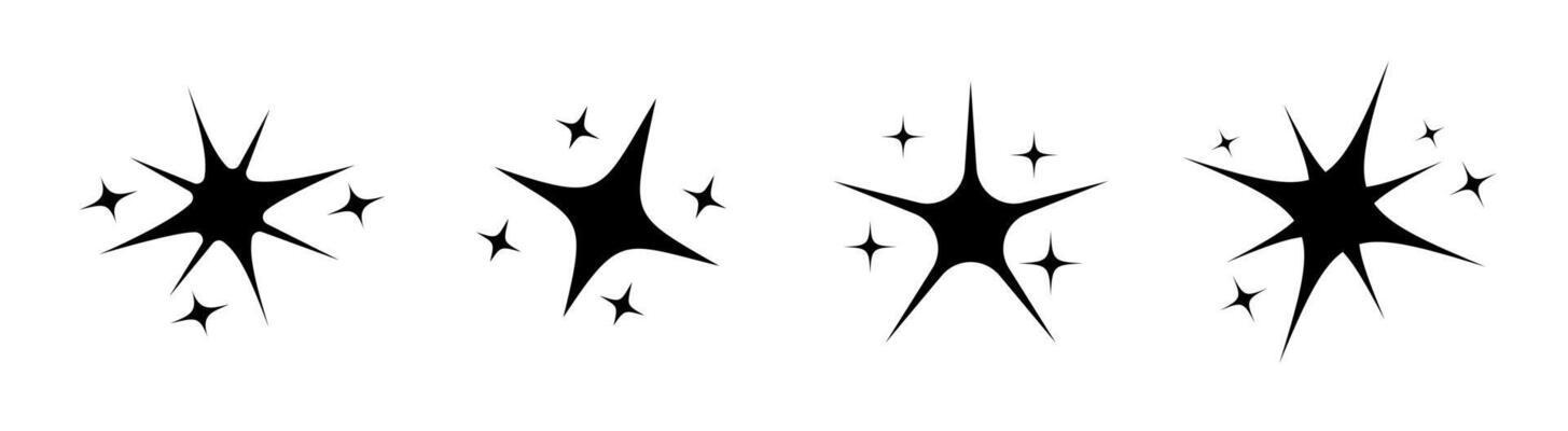 Collection of black sparkle icons