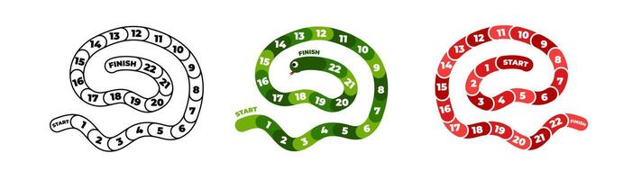 Snake board funny game for kids in cartoon style with numbers. vector