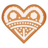 Christmas gingerbread heart shape for decorating winter gingerbread illustrations. Baking with icing vector