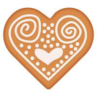 Christmas gingerbread heart shape for decorating winter gingerbread illustrations. Baking with icing vector