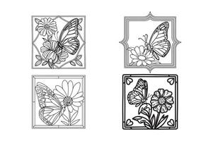 a black and white coloring book line art of a butterfly vector
