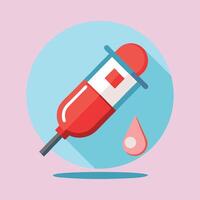 Syringe injection - Vaccination. Icon sticker on gray background vector