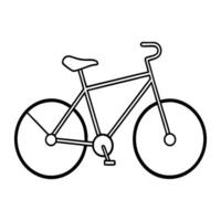 A simple line drawing of a bicycle, black outline on white background, minimalist style, vector
