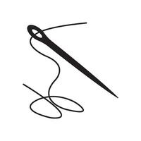 A black and white drawing of a needle and thread vector