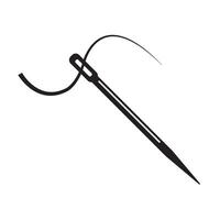 A black and white illustration of a needle and thread vector