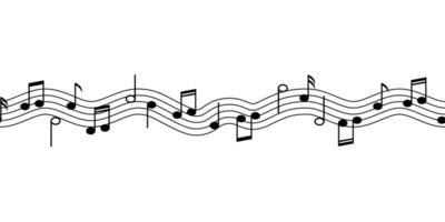seamless border with musical notes. seamless musical pentagram vector