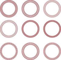 set of round geometric frames. collection of isolated circular borders. chinese new year decorative frames vector