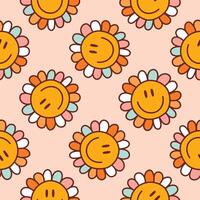 Retro Floral Pattern Smile Flower Background vector