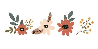 set of flowers and bouquets. Floral design elements flat style vector