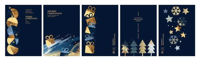 Set of Christmas and New Year Cards. illustration concepts for graphic and web design, social media banner, marketing material. vector