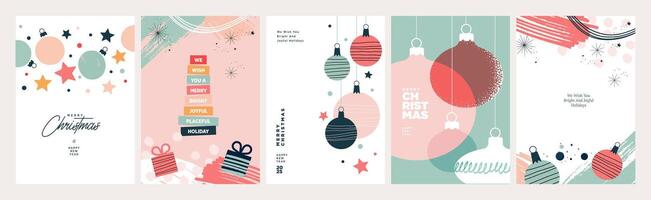 Merry Christmas and Happy New Year Greeting Cards. illustration concepts for background, greeting card, party invitation card, website banner, social media banner, marketing material. vector