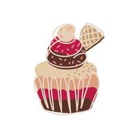 Deliciously Decorated Cupcake with Toppings vector