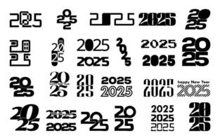Set of 2025 number design template for happy new year content vector