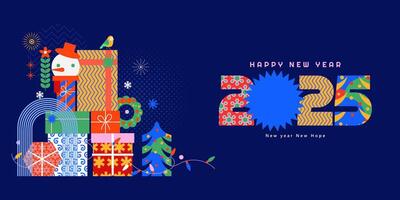 Happy New Year 2025 Background in modern minimalist geometric style vector