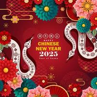 Happy Chinese new year 2025 template ,year of the snake with beautiful chinese holiday element vector