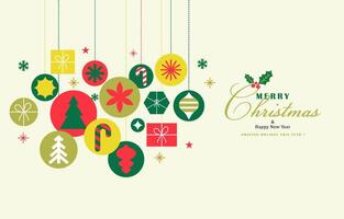 Merry Christmas and Happy New Year Background with Modern minimalist geometric vector