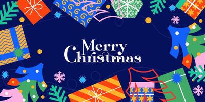 Merry Christmas Background in modern minimalist geometric style vector