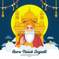 happy guru nanak jayanti for greeting card, social media post with flat design concept vector