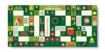 Merry Christmas and Happy New Year Background in modern minimalist geometric style vector