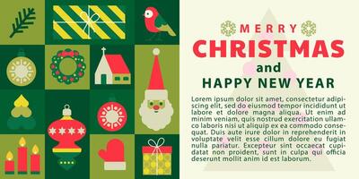 Merry Christmas and Happy New Year Background in modern minimalist geometric style vector