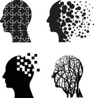A collection of dementia illustrations for artwork compositions vector