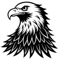 An eagle head with a long beak and long feathers vector