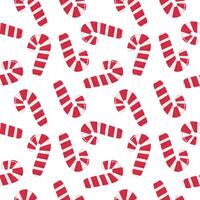 Red striped sweet candy canes on white background. Christmas pattern or background for different projects, design and textiles vector