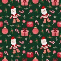 Seamless background Christmas Happy New Year and Santa Claus with candies vector