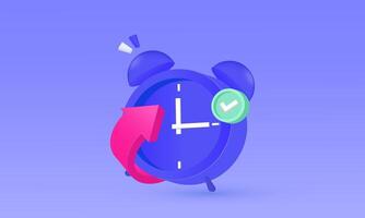 3d icon blue alarm clock check marks new idea realistic design vector