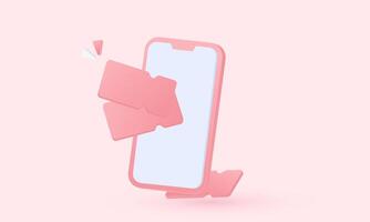3d icon mockup phone empty white screen flying new idea design vector