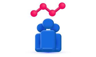 3d icon blue team analytic on white background new idea design vector