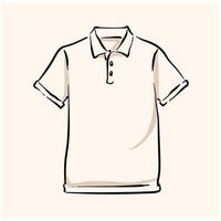 Polo shirt With illustration style doodle and line art vector