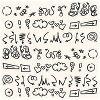 Big set of different signs With illustration style doodle and line art vector