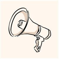 Megaphone With illustration style doodle and line art vector